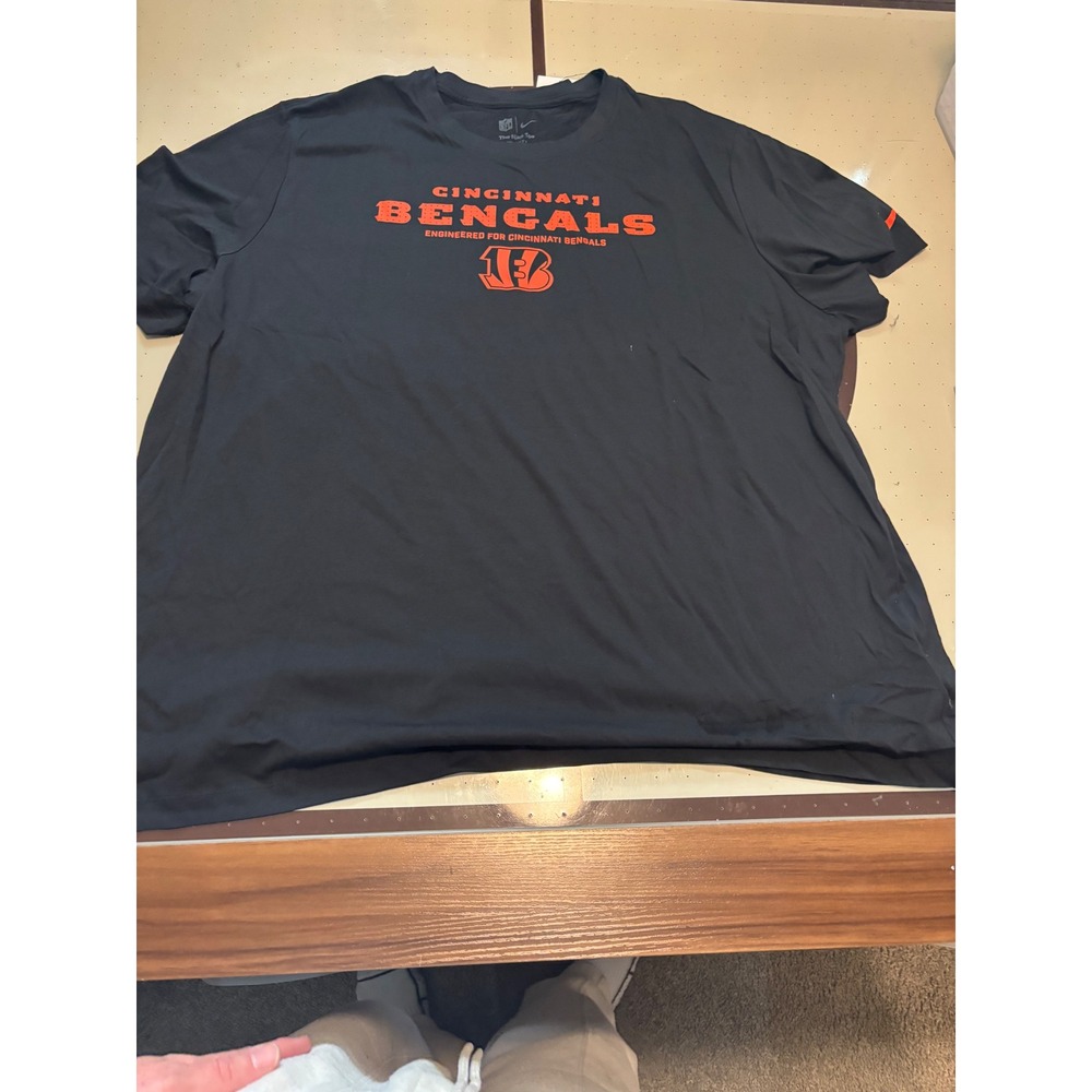 1040 Nike Cincinnati Bengals Dri-FIT Team Issue Cotton SST Black Mens 4XL NEW - Picture 2 of 6